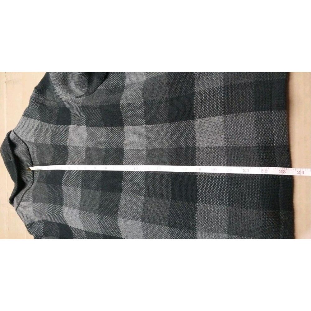 Chaps Ralph Lauren Womens XL Side Zip Sweater Jacket Plaid Gray Black Cozy Chic - Picture 11 of 14